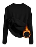 ZESICA Women's Fleece Sherpa Lined Sweater 2025 Winter Thermal Shirts Long Sleeve Mock Neck Slim Fitted Pullover Tops Black Medium