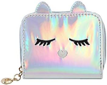 Orityle Eilova Holographic Cat Face Short Wallet Small Coin Purse for Women Girls