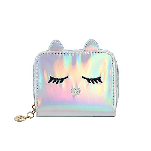 Orityle Eilova Holographic Cat Face Short Wallet Small Coin Purse For Women Girls #TOP1