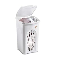 Stefanplast Portabiancheria Domus 50L, Bianco Polvere, Con Prese Ergonomiche E Aerazione, Per Bagno E Lavanderia