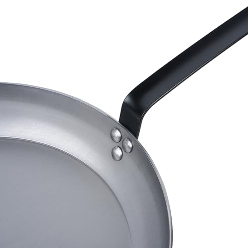 Restaurantware Met Lux 12 Inch Fry Pan, 1 No-Stick Frying Pan - Induction-Ready, Triple-Riveted, Silver Carbon Steel Cooking Skillet, Durable, for Searing, Sauteing, and Browning Food - Image 13