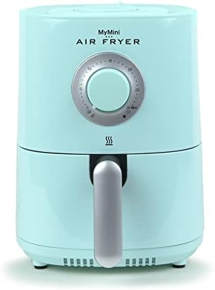 Nostalgia Personal Air Fryer 1-Quart, Compact Space Saving, Adjustable 30 Minute Timer and Temperature Up To 400℉, Non-Stick Dishwasher Safe Basket, Portion Control, Aqua