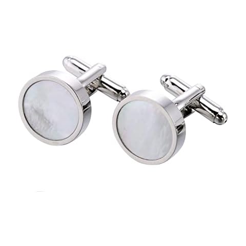 Jonwo Mother of Pearl Cufflinks and Tie Clip Set Cover