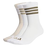 adidas Unisex 3STRIPES CUSHIONED SPORTSWEAR CREW SOCKS 3 PAIR PACK, white/wonder alumina/olive strata, 37-40