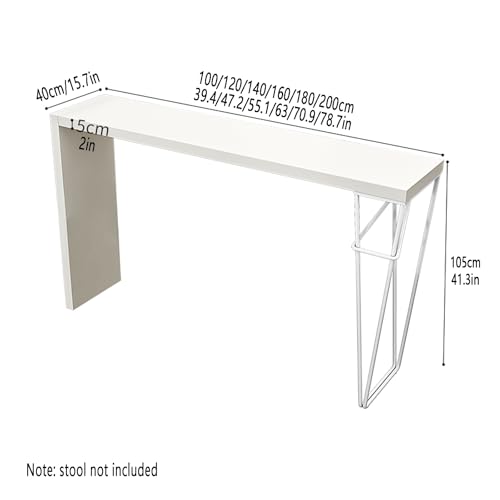 Table de bar rectangulaire bois massif blanc 100cm intérieur table basse mange-debout