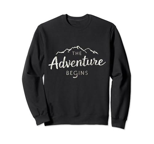 THE ADVENTURE BEGINS Funny Road Trip Camping Life Uomo Donna Felpa