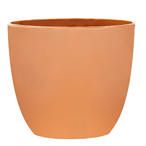 Muzhira Plant Pots, 18cm Thicken Plastic Planter with Drainage Holes, Plant Container Indoor Gardening Pot for Indoor and Outdoor Garden - Orange