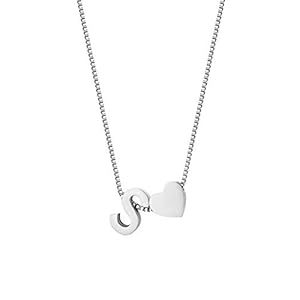 JewelryWe Sieraad, dameshalsketting, letters, hart, initiaal, alfabet, A-Z, roestvrij stalen hanger met ketting voor vrouwen en meisjes, zilver / goud (personaliseerbaar)