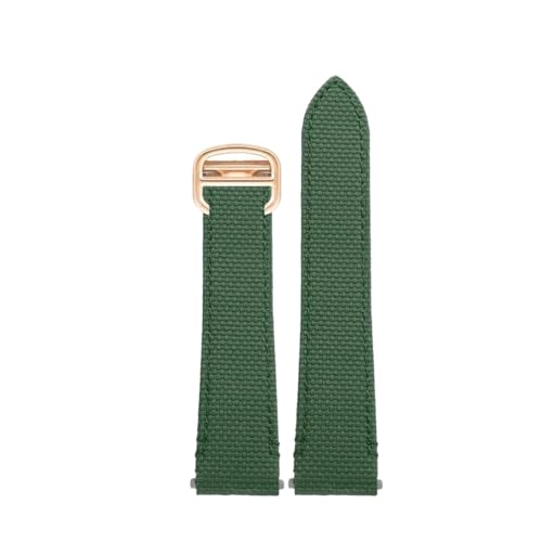 FKM ���o�[���v�o���h Cartier Santos De WSSA0009 WSSA0010 �ƌ݊�������A�N�C�b�N�����[�X�����p�t�b�f�S���X�g���b�v 19mm 21mm(A-Green-Rose gold,21mm)