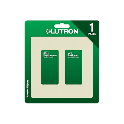 Image of Lutron Claro Light Switch Cover Plate, 2 Gang Wallplate, for Decorator Light Switches, Rocker Light Switch Cover, Outlet Cover, Screwless Switch Plate Cover, Gloss, CW-2-AL, Almond