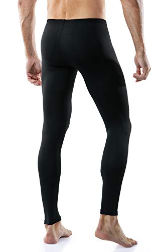 Tsla Men's Thermal Underwear Pants, Heated Warm Fleece Lined Long Johns Leggings, Winter Base Layer Bottoms, Thermal Fly-Front 2Pack Black, Large #TOP7