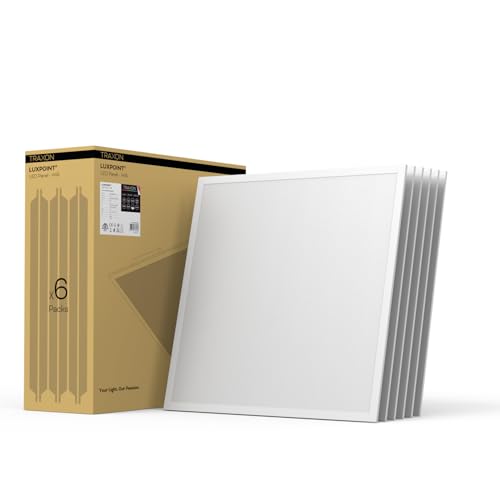 TRAXON LUXPOINT® Cajas x6 unidad Panel LED- Willi 40W 4000Lm 60x60cm Luz fria 6500K driver integrado flicker free CRI80 IP20 techo falso *Marco No Incluido (Luz fría 6500K, 60x60 | Caja 6 unidad)