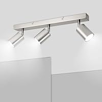 Ketom GU10 Deckenstrahler LED - Deckenstrahler 3 Flammig - LED Deckenleuchte Schwenkbar - Mattes Nickel Deckenlampe Spot - Modern Strahler Deckenspot für Küche, Wohnzimmer, Schlafzimmer