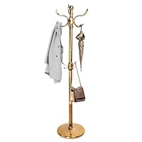 Coat Rack with Round Base, Vintage Metal Freestanding Coat Rack, Stainless Steel Coat Rack Stand with 14 Hooks for Hanging Scarf, Bag, Jacket