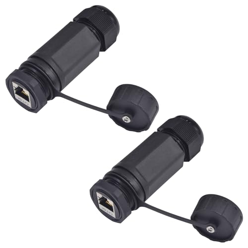 ANMBEST 2PCS Panel Mounting Shielded RJ45 CAT6A Waterproof Connector M25 IP68 Cat5/5e/6 8P8C Ethernet LAN Cable Coupler Double Head Adapter with Waterproof/Dust Cap