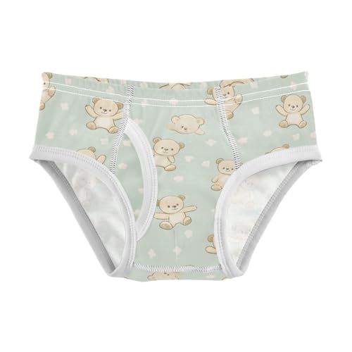 Bear White Flower Boys' Underwear 100% Cotton Boys' Briefs Soft Toddler Underwear