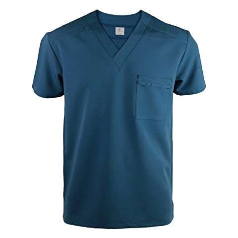 JONATHAN UNIFORM Men's V Neck Scrub Tunic Top with Relaxed Fit for Dental, Carer, Clinic, Beauty (Dark Blue,L) Cover