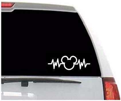 A&B's Mickey Mouse Heartbeat Sticker Vinyl Decal Sticker Disney Cute Stickers for Car Window/Bumper, Stickers for MacBook, Laptop, Door and Wall by A-B Traders.