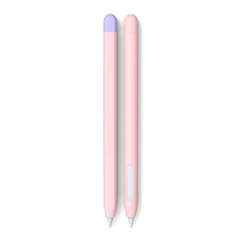 Image of Silicone Case for Apple Pencil Pro & Apple Pencil 2nd Generation, Light Pen Skin Cover Sleeve Accessories Soft Protective iPad Pencil Grip Holder, Pink + Lavender
