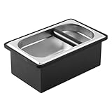 AFXGUSD Box Edelstahl Behälter Zubehör Espresso Sammelbehälter Benutzerfreundliches Design mit Sicherem Griff für Gemeinschaftsbüro Geschäft Café, Groß