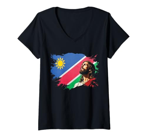 Mujer Cristiano orgulloso de la herencia namibia Camiseta Cuello V