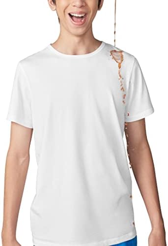 Boys White T Shirt Size 4-5 - Stain Repellant Kids Tshirts for Youth & Toddlers, Breathable 100% Cotton Short Sleeve Child Tee by The Good Day Lab