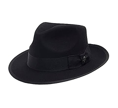 ULTRAFINO Manhattan Fedora Wool Felt Dress Hat Black X-Large
