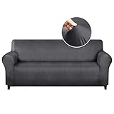 molasofa Sofa Covers - Couch Cover for Leather Couch, Soft and Washable Sofa Covers with Leather-Like Quality. Non-Pilling, Non-Slip 1-Piece Couch Cover for Dogs, Cats, and Kids (Dark Gray)
