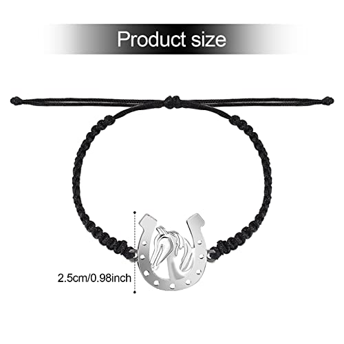 12 Pieces Horse Bracelets Horse Party Favors Black Braided Bit Charm Handmade String Bangle Kentucky Horse Jewelry Derby Party Supplies Equestrian Gifts For Teen Girls Boys (Cool Style) #TOP1