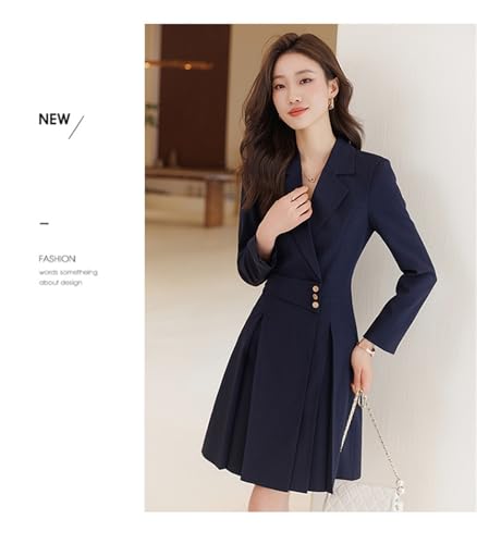 Women's Blazer Dress Lapel Midi Dresses Business OL Work Female Long Jacket Coat Dresses2