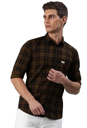 Image of Majestic Man Men Small Checkered Slim Fit Cotton Casual Shirt