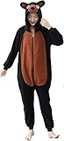 Joyxiamunicorns Unisex Adult Black Bear Animal Onesie Pajamas Cosplay Costumes Halloween Christmas One-Piece Sleepwear M