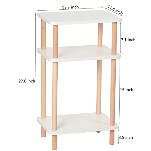 Exilot 3-Tier Side Table, Tall End Table With Storage Rack, Wooden Bedside Table For Living Room Bedroom Office No-Tool Assembly White. #TOP4