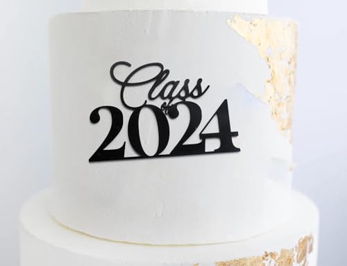Class of 2025 Cake Topper,Acrylic Gold Graduation Cake Topper for 2025 High School/College/Senior Graduation Party Decorations Supplies (black)