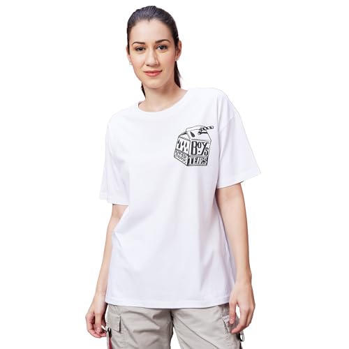 Image of Globus Women Pink Boxy Fit Typography Cotton T-Shirt-3639407001
