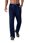 KEFITEVD Sport Sweatpants Men Open Hem Jogging Bottoms Loose Fit Straight Leg Traveling Trousers with Zip Pockets Navy Blue 2XL