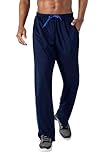 KEFITEVD Tracksuit Bottoms Men Quick Dry Sport Sweatpants Open Hem Joggers Wide Leg Jogging Trousers Zip Pockets Navy Blue M