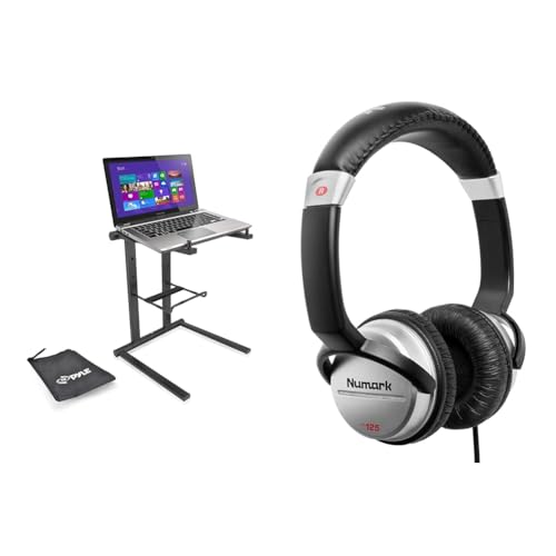 Pyle Portable Laptop Stand with Numark HF125 Headphones - PLPTS35 and HF125