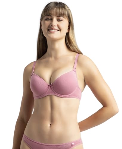Image of Jockey 1245 Women Under-Wired Padded Super Combed Cotton Elastane Stretch Medium Coverage T-Shirt Bra with Detachable Straps