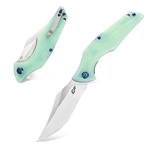 Eafengrow EF924 Folding Knife D2 Steel Blade + G10 Handle camping Knife Outdoor EDC TOOL (Jade) - Eafengrow