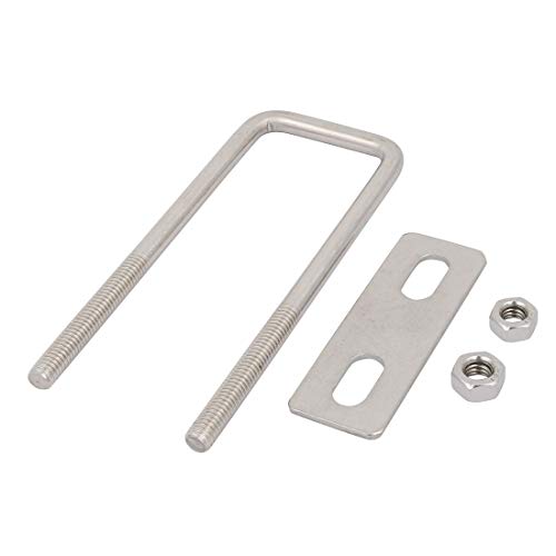 sourcing map 4 Stück Bügelschraube M6 x 30 x 100mm Quadratrohrschelle U Bolzen Quadratische U-Bügel Bügelschraube 304 Edelstahl U-Bolts mit Mutter Platte für Auto Rohr Abschleppen Befestigung
