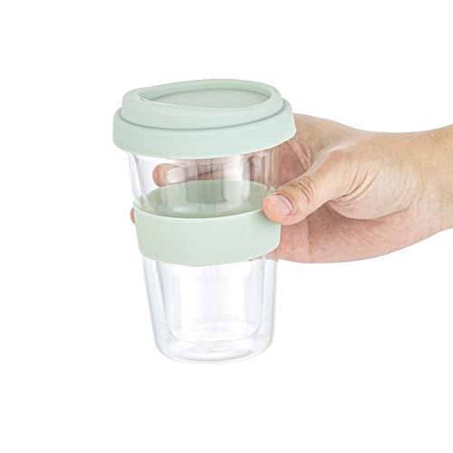 Restaurantware - Forma Professional 13.5 Ounce Insulated Travel Mugs, 10 Double Wall Coffee Mugs - Includes Lids And Sleeves, Reusable, Clear Borosilicate Glass Tumblers, Dishwashable, Microwavable by Restaurantware - Image 8
