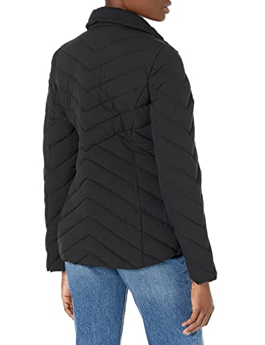 Nautica Women's Short Stretch Lightweight Puffer Jacket With Removeable Hood, Vintage Black, Small #TOP2