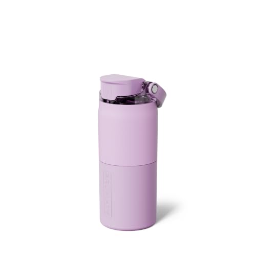 Image of BruMate Rise 18oz Water Bottle with Covered Silicone Straw | 100% Leakproof Insulated Kids Water Bottle | Cup Holder Friendly Base | 18oz (Lavender)
