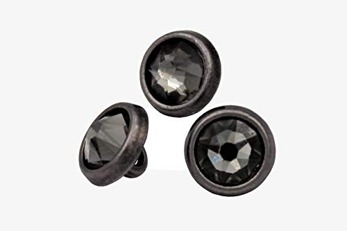 kleine Metallknöpfe silber antik Metall Knöpfe Strass Glitzer Kristall grau 10mm (6 Stück)