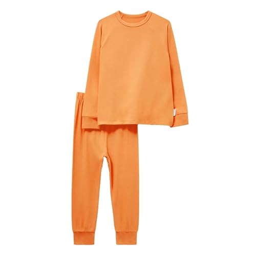 Roarsome Kids Thermal Base Layer Set – Bamboo Thermals for Children, Super Soft Temperature Regulating Base Layer for Ski Trips - Orange, 1-2