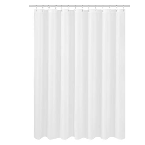 Image of N&Y HOME Large Fabric Shower Curtain Liner 84 x 78 inches, Hotel Quality, Washable, Water Repellent, White Bathroom Curtains with Grommets, 84x78