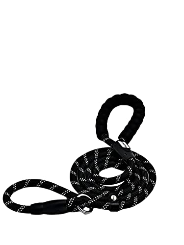 VALENPETS Hundeleine Nylon, reflektierend, Große und mittlere Hunde, Starke, Ideal für Spaziergänge im Freien und Training, 1,8m (Schwarz) Cover