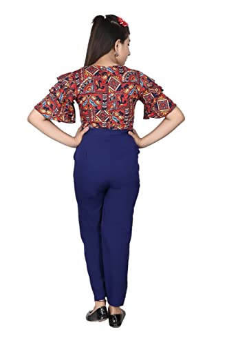 Image of Girls Flared Sleeves Printed Jumpsuit-66