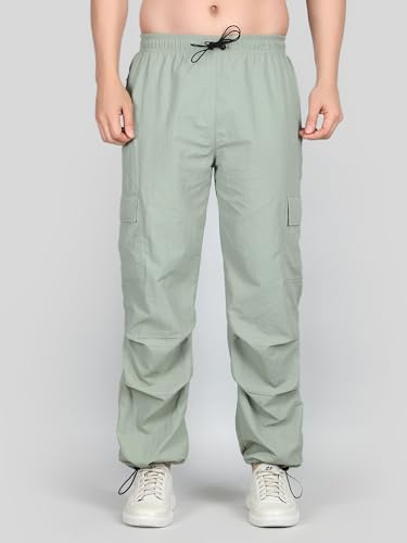 Image of Men's Water-Resistant Parachute Pants | Mens Bottom Wear | Cargo Pants for Men | Korean Pants for Man | Baggy Trackpants | Lightweight Multi-Pocket Utility Fit - Freedom to Move & All-Day Comfort